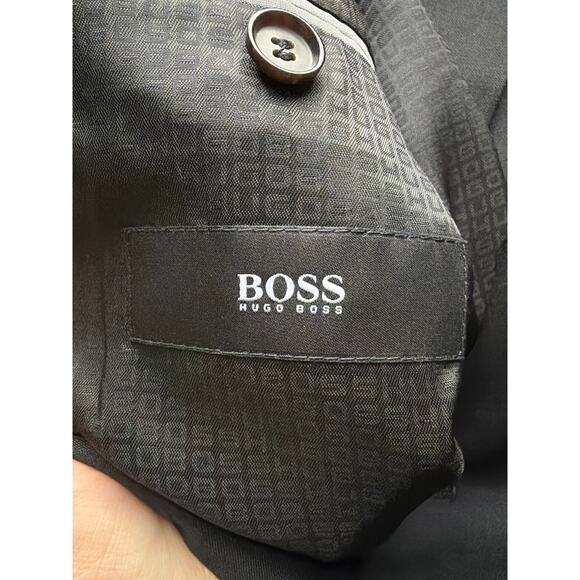 Hugo Boss Pasini2/Movie2 Super 100 Wool Blazer Mens 38L Black 2-Button Jacket - Picture 3 of 12